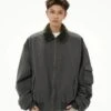 Fleece Lined Collar Zip-Up Bomber Jacket