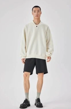 Textured Stripe Ribbed Trim Sweater With Button Details -Modern Wear Shop ef949c60c606d532fa2c074f7b9bd0e3