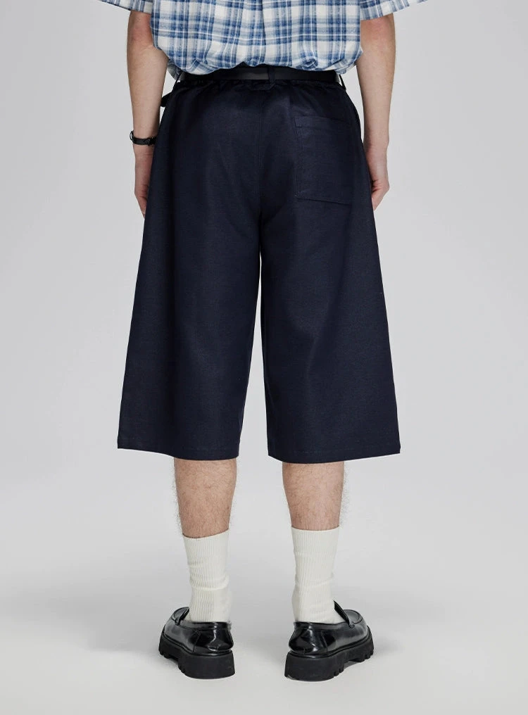 Elastic Waist Wide Leg Pleated Longline Bermuda Shorts 9 Elastic Waist Wide Leg Pleated Longline Bermuda Shorts - Image 9