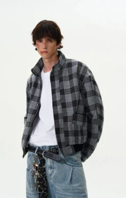 Plaid Bomber Jacket With Stand Collar 19 Plaid Bomber Jacket With Stand Collar -Modern Wear Shop efdefa34de88f4e141083a4185923fb6