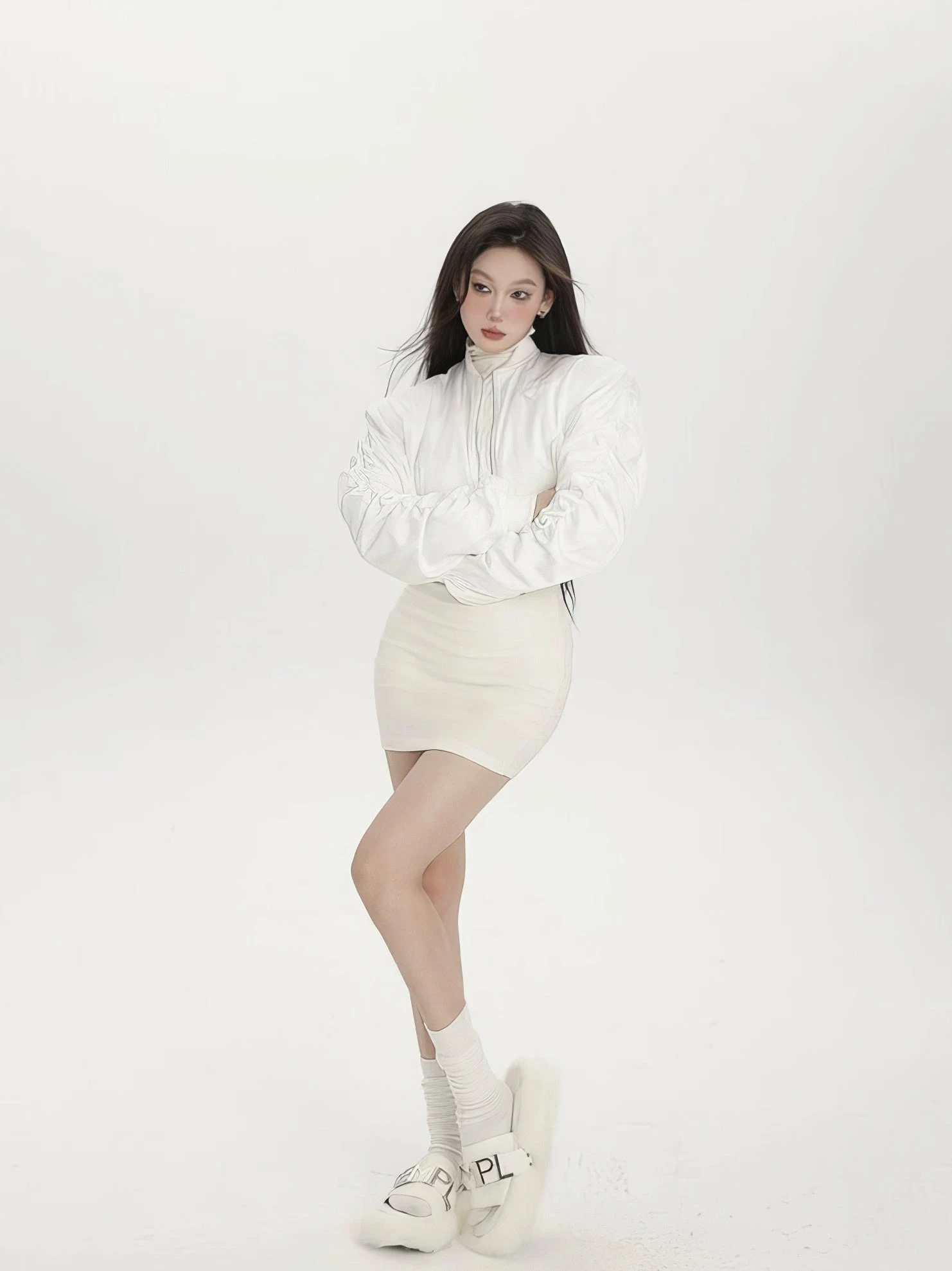 Puffer Ruched Sleeve Cropped Bomber Jacket 9 Puffer Ruched Sleeve Cropped Bomber Jacket - Image 9