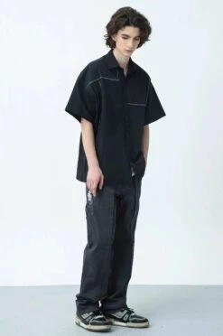 Contrast Stitching Striped Oversized Shirt -Modern Wear Shop enhanced 655a052aa8ba1c7856d4cc85adf8a95c topaz enhance 2x