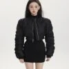 Puffer Ruched Sleeve Cropped Bomber Jacket