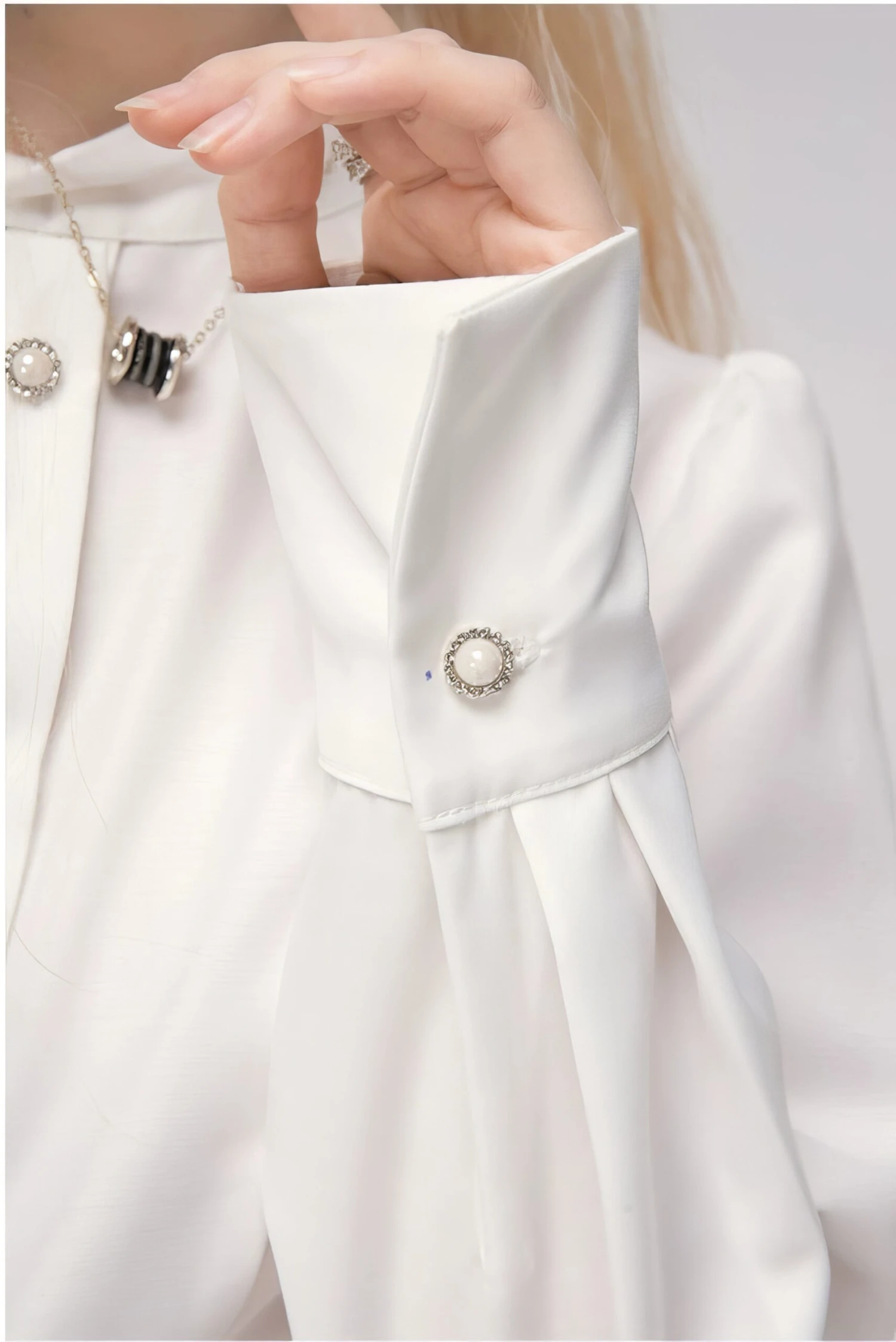 Slim Mid-Crop Shirt Blouse With Tie-Neck 5 Slim Mid-Crop Shirt Blouse With Tie-Neck - Image 5