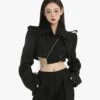 Boxy Cropped Double Breasted Trench Jacket