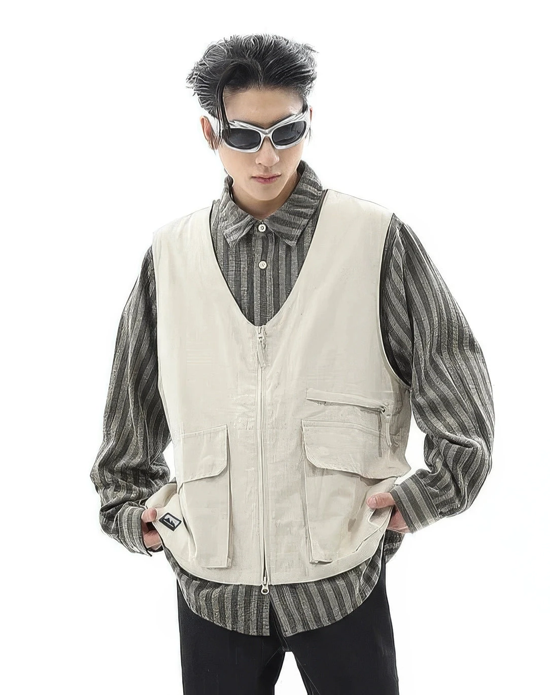 Striped Mock Layered Vest Long Sleeve Shirt 7 Striped Mock Layered Vest Long Sleeve Shirt - Image 7