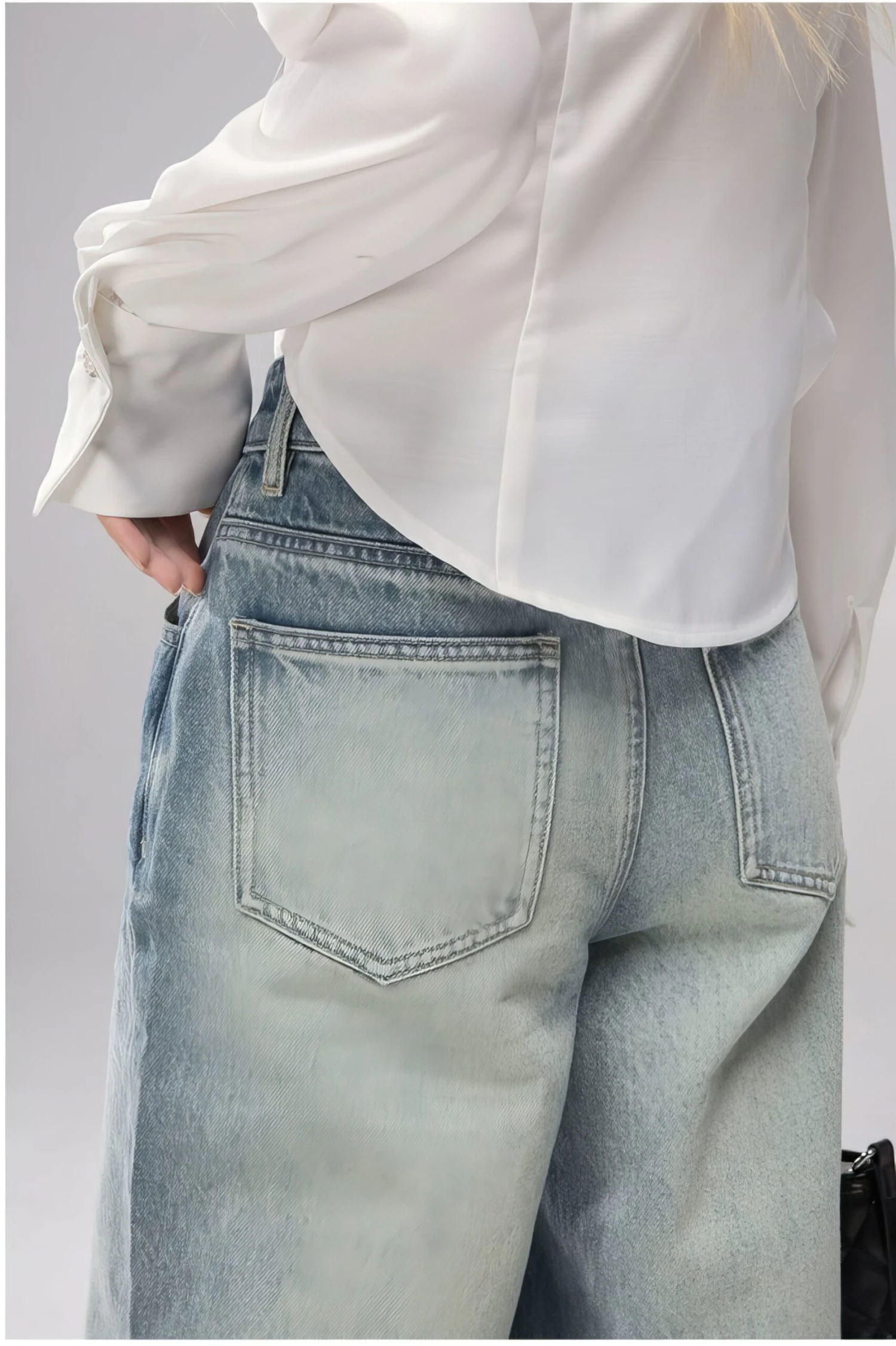 Slim Mid-Crop Shirt Blouse With Tie-Neck 6 Slim Mid-Crop Shirt Blouse With Tie-Neck - Image 6