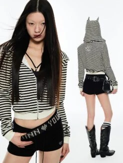 Striped Hoodie With Ear Detail And Zip Front -Modern Wear Shop enhanced O1CN01sIDegn1E44YPPQ192 3336920297 topaz enhance 2x