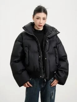 Puffer Jacket With Ribbed Hem And Zippered Pockets -Modern Wear Shop enhanced a8b38844fdca337032a3351a2a214885 topaz enhance 2x