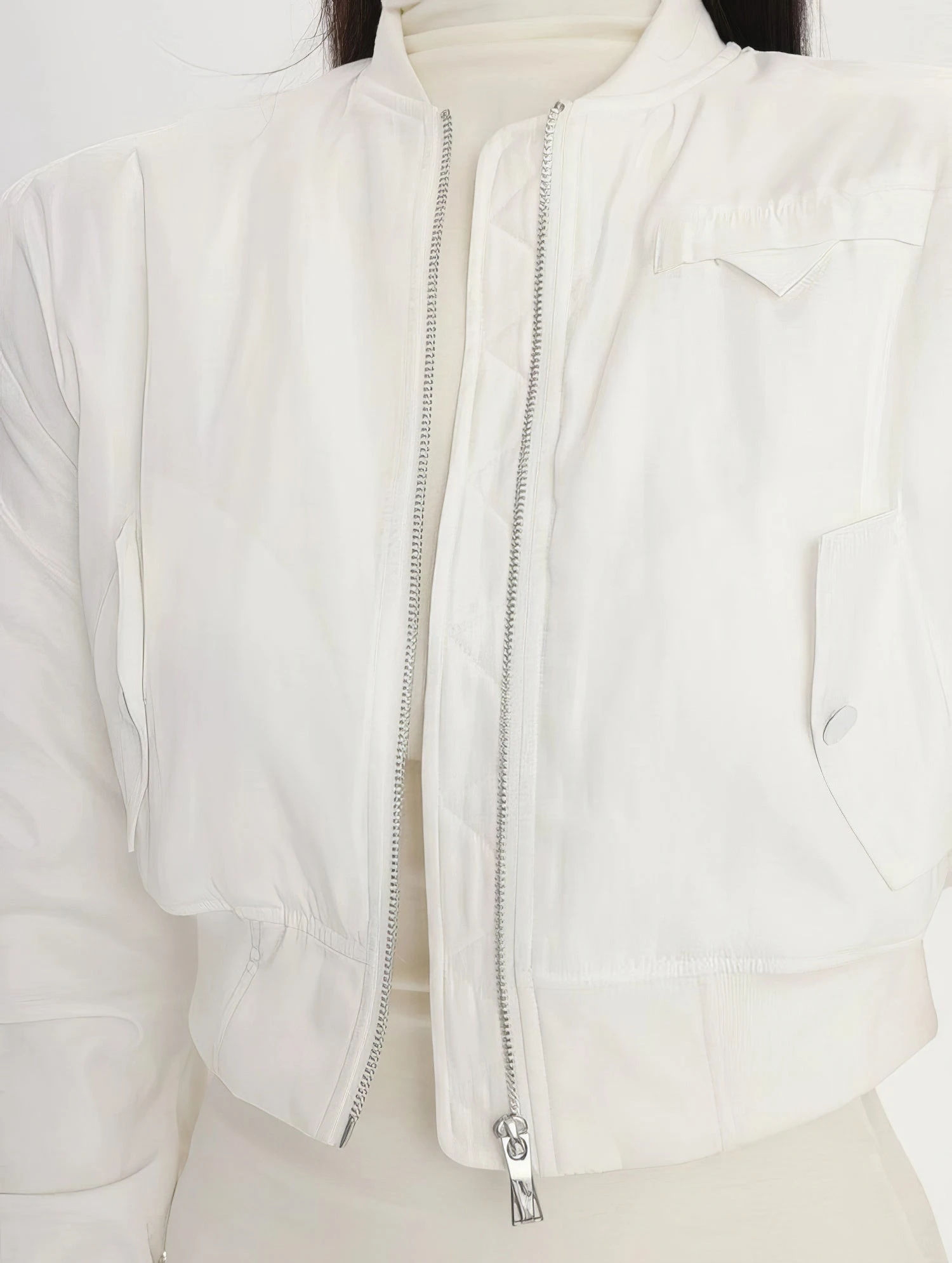 Puffer Ruched Sleeve Cropped Bomber Jacket 7 Puffer Ruched Sleeve Cropped Bomber Jacket - Image 7