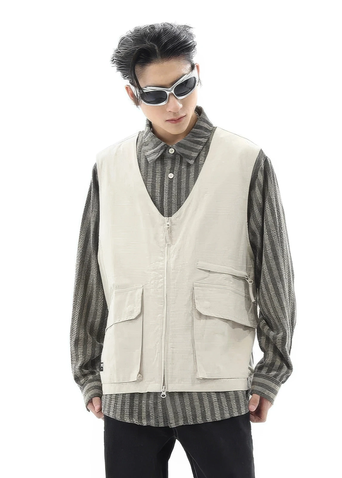 Striped Mock Layered Vest Long Sleeve Shirt 10 Striped Mock Layered Vest Long Sleeve Shirt - Image 10