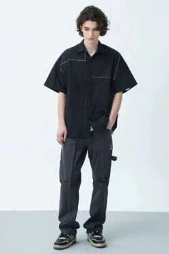 Contrast Stitching Striped Oversized Shirt -Modern Wear Shop enhanced e86cd2bab5be16c1f145ddcc928c0e5f topaz enhance 2x