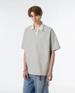 Contrast Collar Short Sleeve Polo Shirt -Modern Wear Shop f02d16b1c9c2f774462515887cf8f3ff