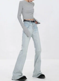 Skinny Flared Denim Jeans With Waist Stitch Detail -Modern Wear Shop f04829c732dafb0e6d8be125c2b1af25