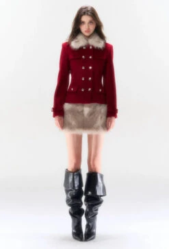 Napoleon Faux Fur Collar Jacket And Mini Skirt Two Piece Set -Modern Wear Shop f058e3d3825cd558627655df8100cf26