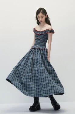 Smocked Plaid Maxi Dress With Ruffle Trim -Modern Wear Shop f0ed808d250fd1f1de0ed31d3b617b7a