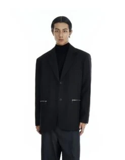 Structured Single Breasted Blazer With Zip Details