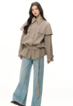 Belted Houndstooth Pattern Shoulder Cape Jacket 11 Belted Houndstooth Pattern Shoulder Cape Jacket -Modern Wear Shop f1379a147c3798b7cbd22d80e05670c2