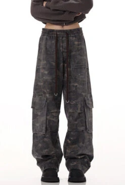 Vintage Camo Print Cargo Pants With Elastic Waist -Modern Wear Shop f14e1585fe31441051118b6072341a48
