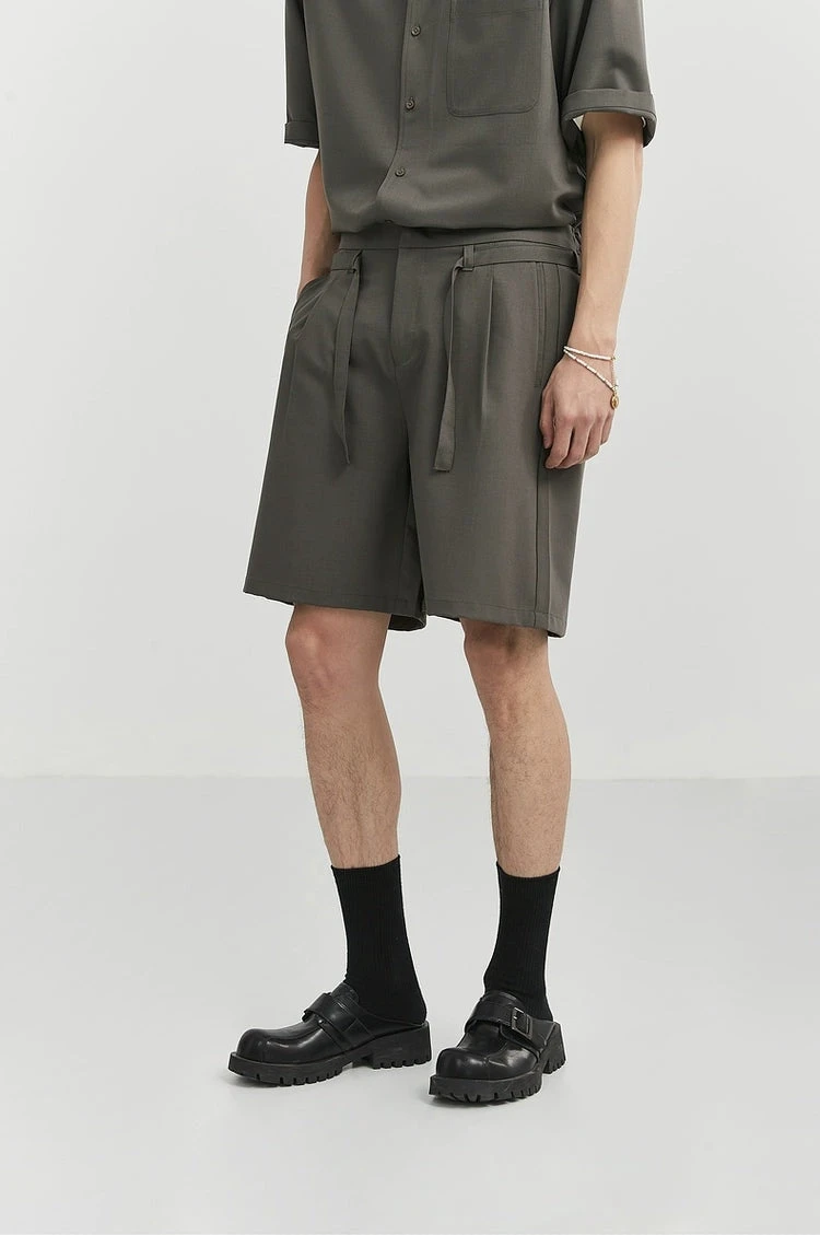 Pleated Drawstring-Belted Shorts 1 Pleated Drawstring-Belted Shorts