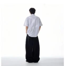 Oversized Stripe Short Sleeve Button Shirt With Chest Pockets -Modern Wear Shop f1dca80affbaab224ff44d8e21e52704