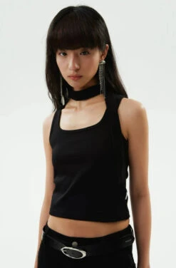 Ribbed Halterneck Crop Top With Choker-Scarf Neckline 19 Ribbed Halterneck Crop Top With Choker-Scarf Neckline -Modern Wear Shop f1f0f19697c826adfe65ca9de3440e7c