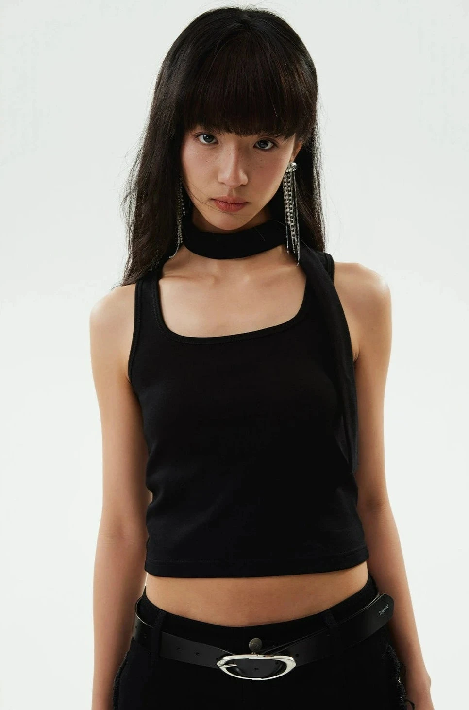 Ribbed Halterneck Crop Top With Choker-Scarf Neckline 7 Ribbed Halterneck Crop Top With Choker-Scarf Neckline - Image 7