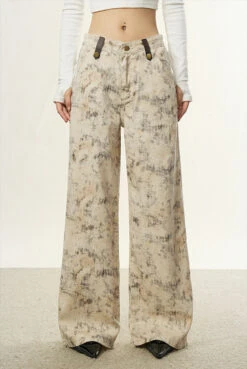 Snake Print Mid Waist Wide Leg Pants