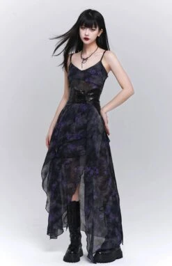 Asymmetric Hem Floral Sheer Overlay Dress -Modern Wear Shop f27d6d2e048fdc4b7a04a6ae0c9723b3