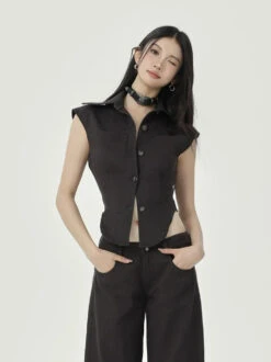 Sleeveless Collared Button-Up Waistcoat Top 15 Sleeveless Collared Button-Up Waistcoat Top -Modern Wear Shop f2a212be448c299c83e1d1622d3a423a