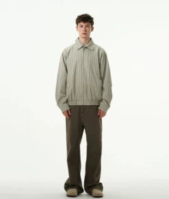 Oversized Striped Zip-Up Collared Jacket -Modern Wear Shop f2c90ebb1f6883634c829b26f7dfb0bd