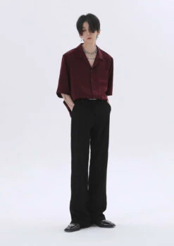 Oversized Silk Short Sleeve Shoulder-Padded Shirt -Modern Wear Shop f30795b61507854d474e5e50a4c5fb2f