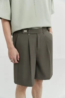 Pleated Tailored Bermuda Shorts With Belt Detail -Modern Wear Shop f338030561c8727d8994232c10ec0bdf