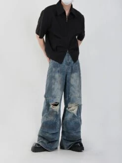 Half Sleeve Zip-Front Collared Shirt -Modern Wear Shop f34e1b3c9c5a35687d5670a685afa082