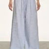 Striped Wide-Leg Elastic Waist Drawstring Pants
