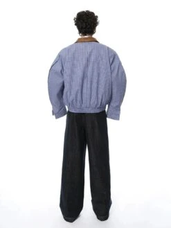 Gingham Two-Tone High-Collar Zip Bomber Jacket -Modern Wear Shop f3d354513767e5e1c0adfef711904f4b