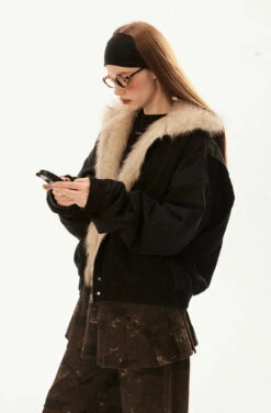 Faux Fur Lined Elastic Hem Hooded Jacket -Modern Wear Shop f3e916a5e2ff0966a88bf6114ab288be