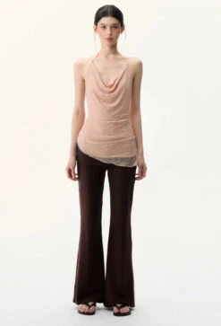 Sheer Lace Low Cowl-Neck Halter Top -Modern Wear Shop f3ecb65a484b8c26785a5e62d119ac40