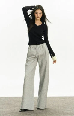 Ribbed V-Neck Two Tone Long Sleeve Knit Top 30 Ribbed V-Neck Two Tone Long Sleeve Knit Top -Modern Wear Shop f508d0609e3df977229728f2c2ed5a81