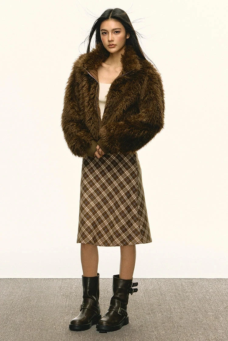 Stand Collar Faux Fur Zip Jacket 10 Stand Collar Faux Fur Zip Jacket - Image 10