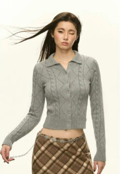 Ribbed Trim Cable Knit Skinny Cardigan 33 Ribbed Trim Cable Knit Skinny Cardigan -Modern Wear Shop f54cac6c1149391ab0571838a605652d