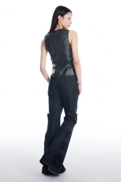 Sheer Lace Leather Patchwork Sleeveless Top -Modern Wear Shop f54fbb4643db351a0c213e6536253838