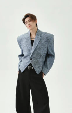 Asymmetric Hem Abstract Print Single-Breasted Boxy Blazer -Modern Wear Shop f57f6b9d72eb839e2de278dd7cf7fc50