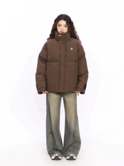 Puffer Jacket With High Collar Buckles Detail -Modern Wear Shop f64c800a1aeeabbaf5aa8c38047d66dc