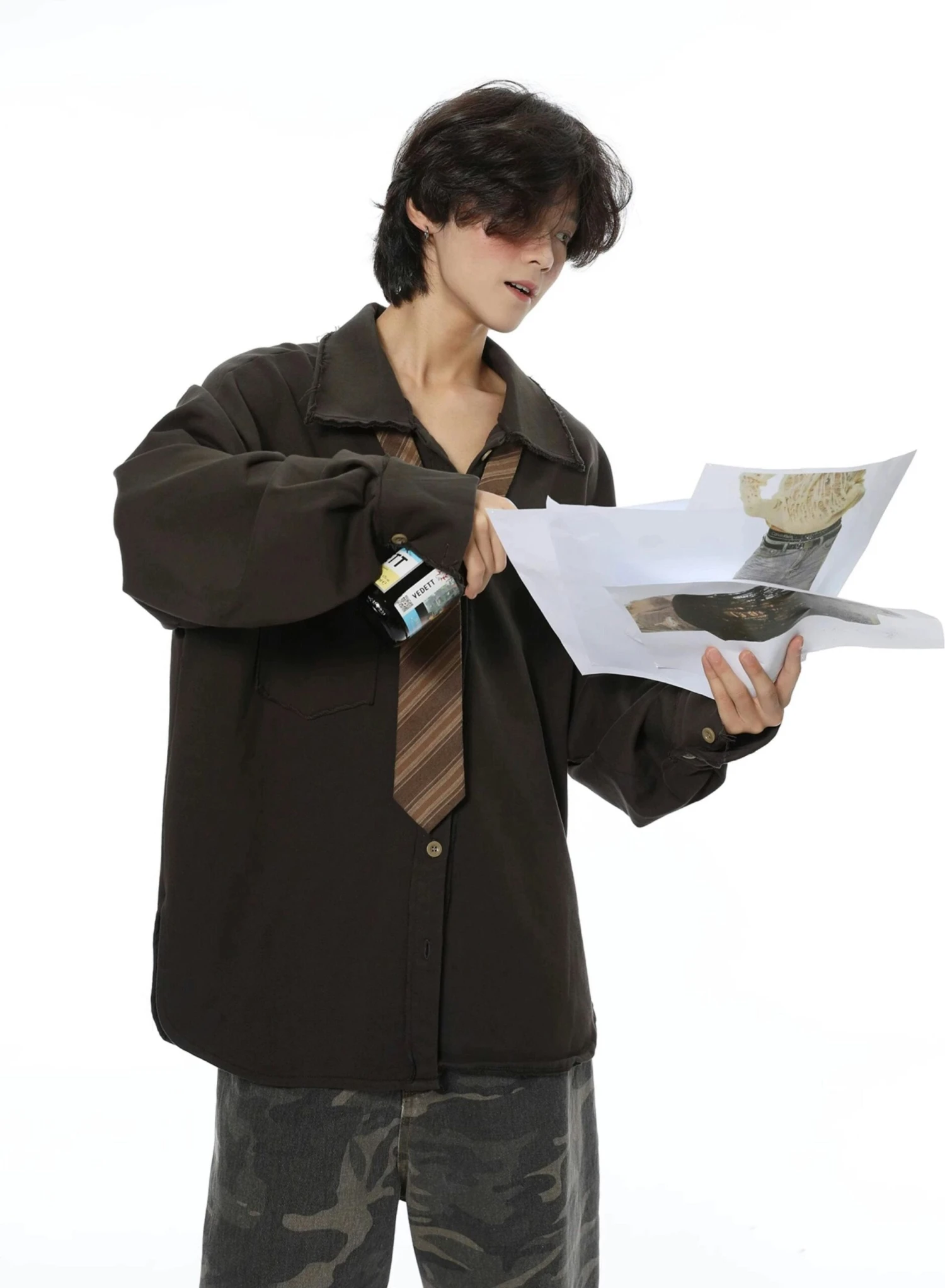 Oversized Raw-Edge Button-Down Shirt 7 Oversized Raw-Edge Button-Down Shirt - Image 7