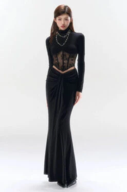 Slim Ruched Serpentina Maxi Skirt -Modern Wear Shop f65661af4258c205736da62e95393336