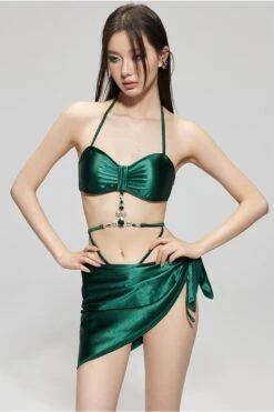 Metallic Bandeau Bikini With Jewel Accents And Sarong Set -Modern Wear Shop f6bb9a9e31712391df0e9cac479eb8a6