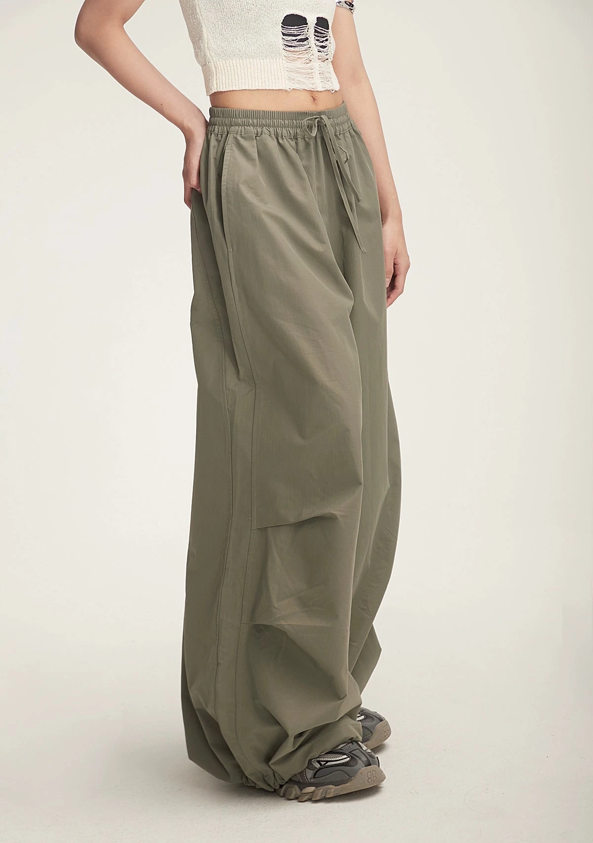 Drawstring Wide-Leg Parachute Jogger Pants 3 Drawstring Wide-Leg Parachute Jogger Pants - Image 3