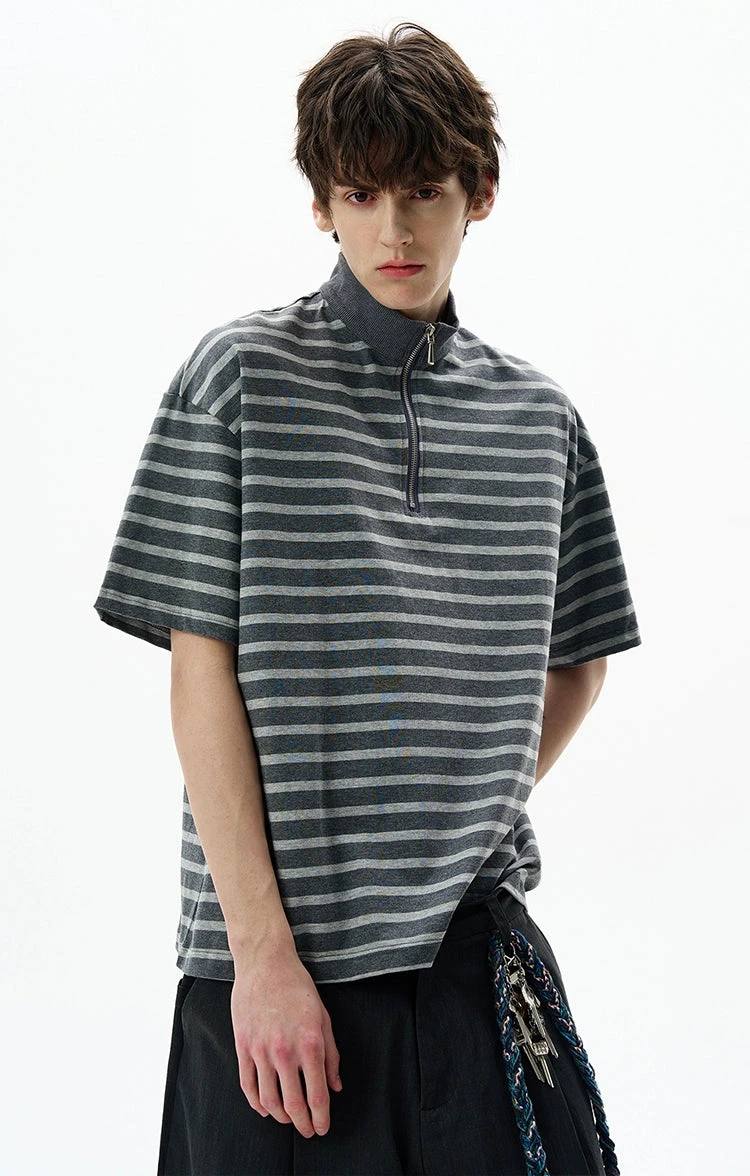 Stripe Half Zip Short Sleeve Shirt 9 Stripe Half Zip Short Sleeve Shirt - Image 9