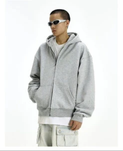 Oversized Mid-Crop Zip-Up Lightweight Hoodie With Pockets -Modern Wear Shop f7323942035f07c27ab5510378b1fa86